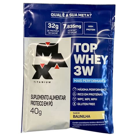 Mini Sachê 40g Top Whey 3W Max Titanium 32g Proteína Submarino