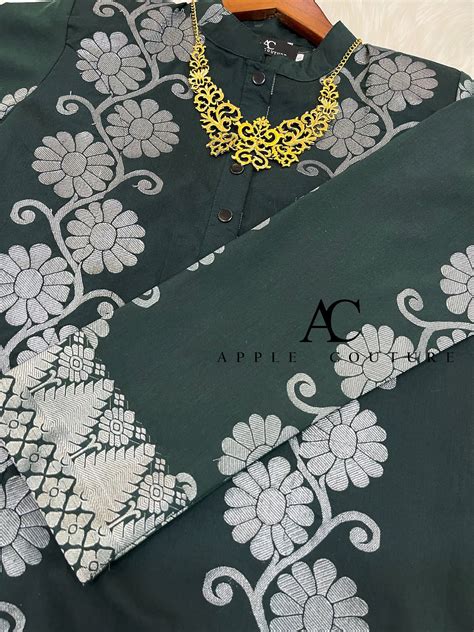 Kurung Kesuma Songket Tenun Emerald Green Apple Couture