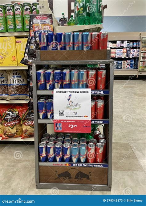 Food Lion Grocery Store Interior Red Bull Display Editorial Stock Photo