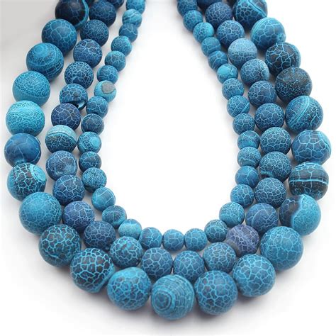 Buy Natural Stone Beads Frost Dark Blue Cracked Dream Fire Dragon Veins