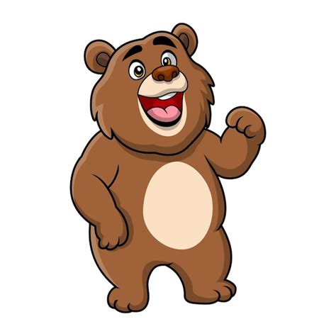 Lindo Oso De Dibujos Animados Sobre Fondo Blanco Vector Premium