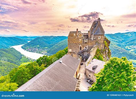 Aggstein Castle Ruins Above Danube River in Wachau Valley, Austria ...