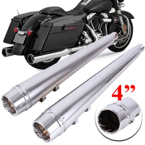 Chrome Exhaust Pipe Slip On Muffler For Harley Touring Road King Glide