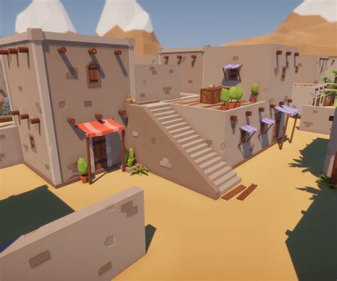 Artstation Low Poly Fps Map Vol2 Shooter Desert City Map For Unity Game Assets