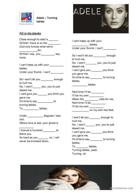 Adele - Turning Tables song and nurs…: English ESL worksheets pdf & doc