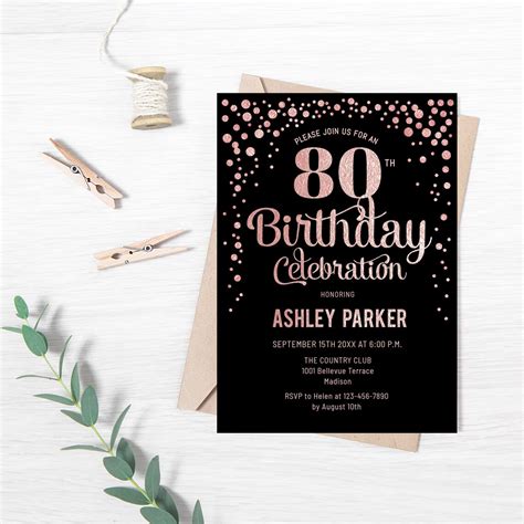 80th Birthday Invitation Instant Download Diy Digital Etsy