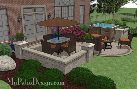 445 Sq Ft Hot Tub Patio Design With Seat Walls Hot Tub Landscaping Hot Tub Patio Hot Tub