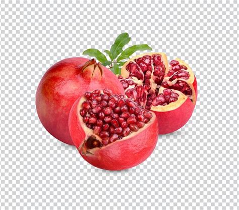 Premium Psd Fresh Ripe Pomegranate With Leaves Isolated Premium Psd