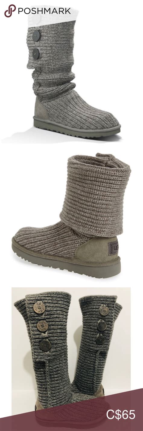 Ugg Classic Cardy Knit Tall Boots Gray Authentic 8 En 2020