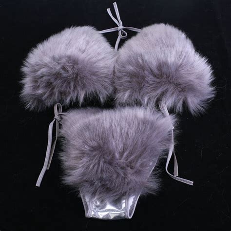 6 Colors Faux Fur Bikini Set Furry Fur Bikini Fluffy Bra For Etsy