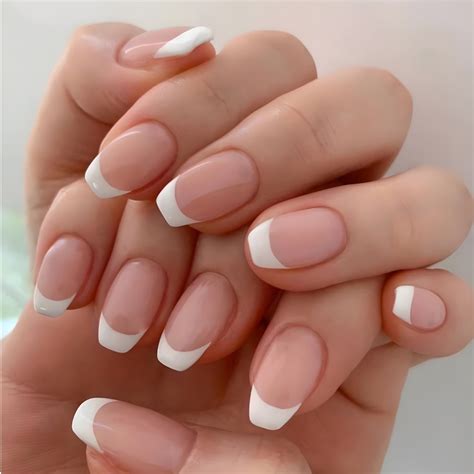 Wear Simple White Edge French Nail Art Tips Finished Products Press On