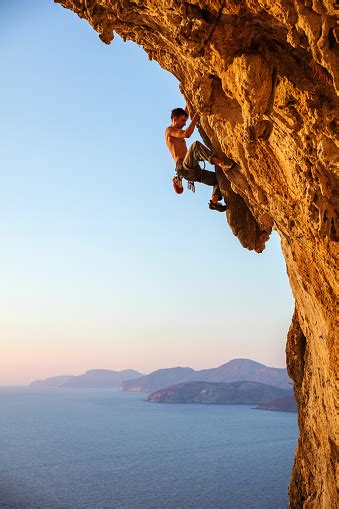 Rock Climber On Overhanging Cliff Stock Photo Download Image Now Istock