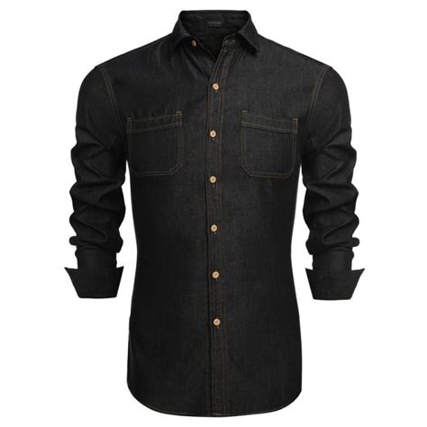 Camisa Casual Jeans Fino Preto E Azul Jaqueta Masculina Aventura