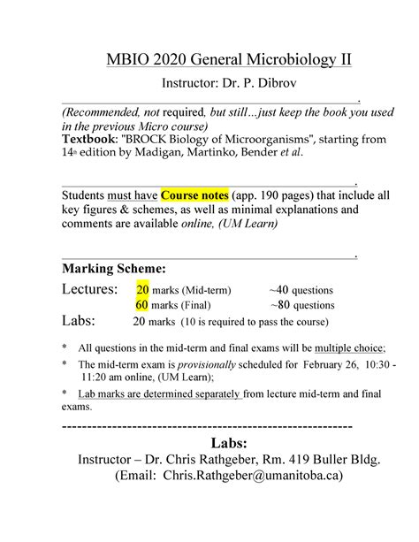 Mbio Lecture Mbio General Microbiology Ii Instructor Dr