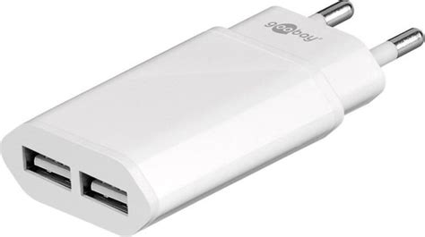 Goobay USB Thuislader Met 2 Poorten Plat Smart IC 2 4A Wit