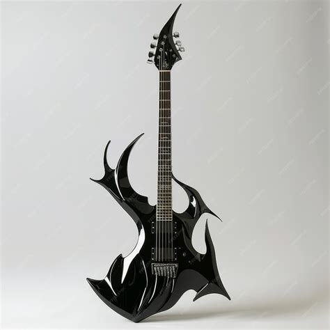 Black Electric Guitar On A White Background 3d Render Copy Space