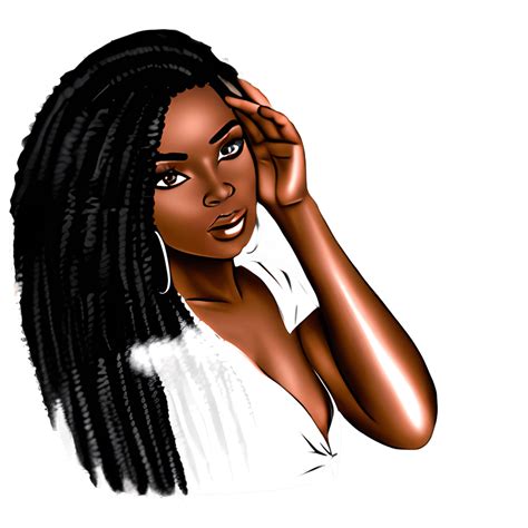 African American Woman Long Hair Line Art Black And White Creative