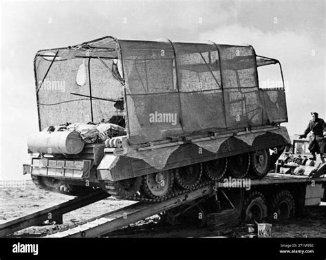 The British Army In North Africa 1942 A Crusader Tank With Sun Shield Lorry Camouflage Being