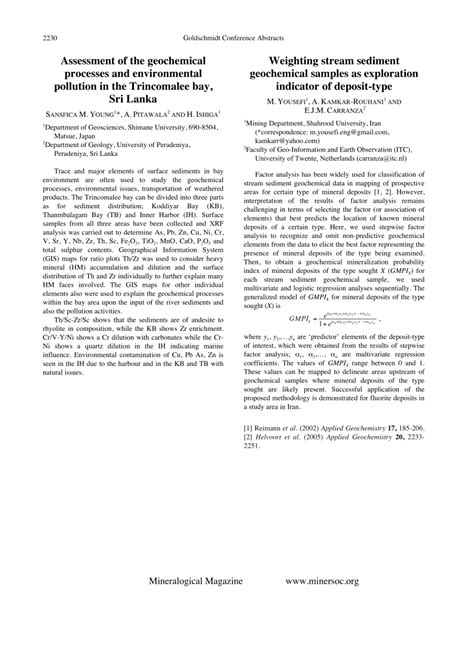 Pdf Assessment Of The Geochemical Processes And Environmental