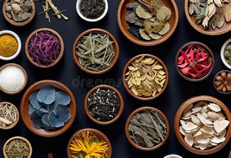 Assortment Of Traditional Chinese Herbal Medicines With Blank Copy