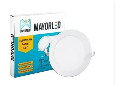 Panel Led Embutir Redondo 12w Luz Fria Spot 220v Mayorled Color Blanco