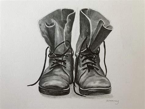 Military Combat Boots Drawing