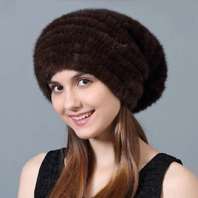 Knit Mink Fur Beanie Hat Ebay