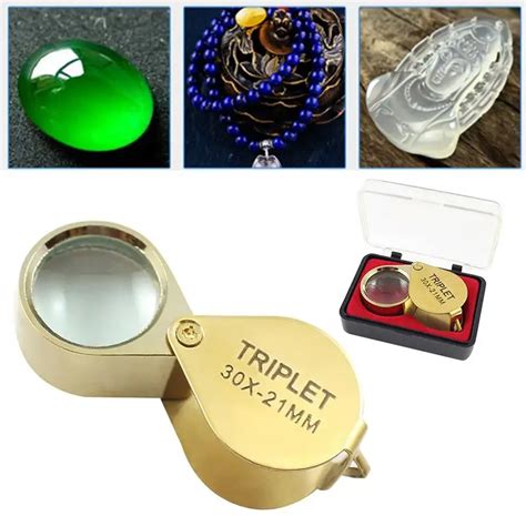 Portable 30x 21mm Jewelers Magnifier Gold Eye Loupe Jewelry Store Magnifying Glass With Retail