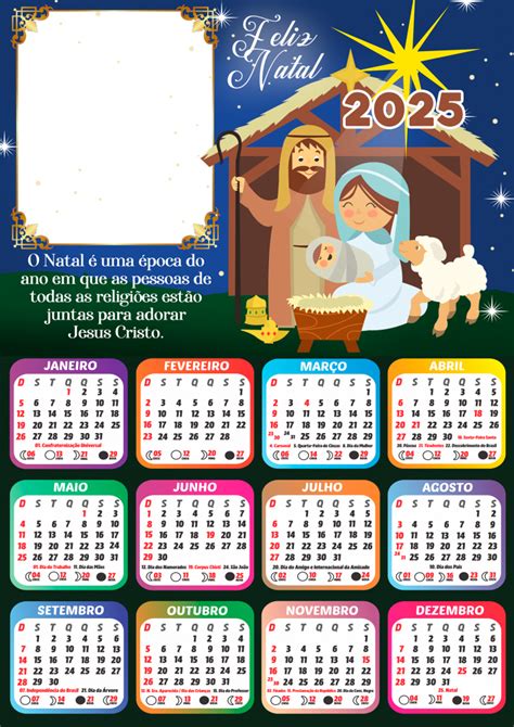 Calendário 2025 Presépio de Natal Mensagem PNG Imagem Legal