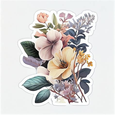 Premium Photo Abstract Aesthetic Flower Sticker Digital Illustration Ai