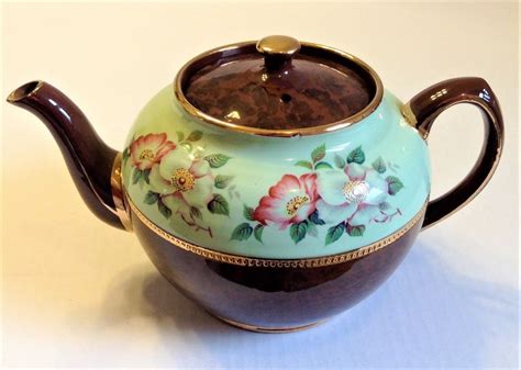 Sadler Teapot Chocolate Brown Mint Green 2696 Vintage Sadler Tea