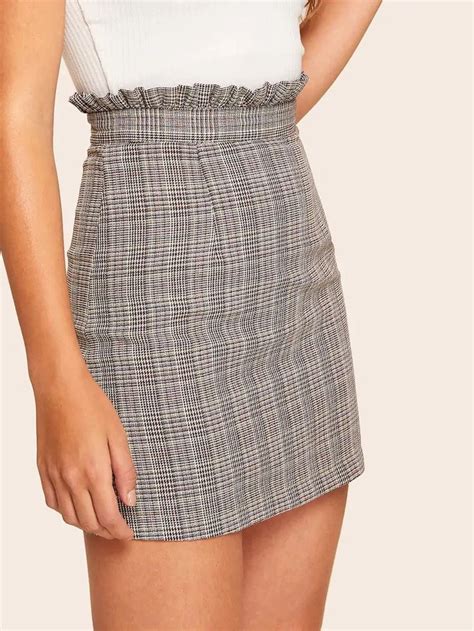 Paperbag Waist Plaid Fitted Skirt Fitted Skirt Bottom Clothes Skirts