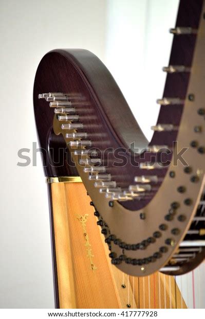 Closeup Mechanisms Concert Grand Pedal Harp Stock Photo 417777928