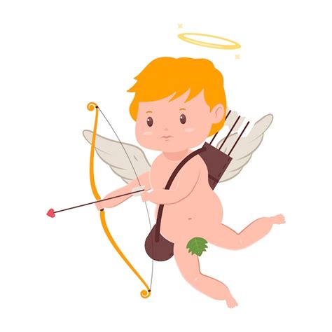 Premium Vector Cute Cupid With Bow And Arrow Valentine S Day Vector