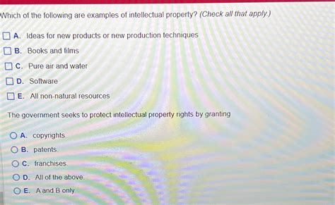 Solved Which of the following are examples of intellectual | Chegg.com