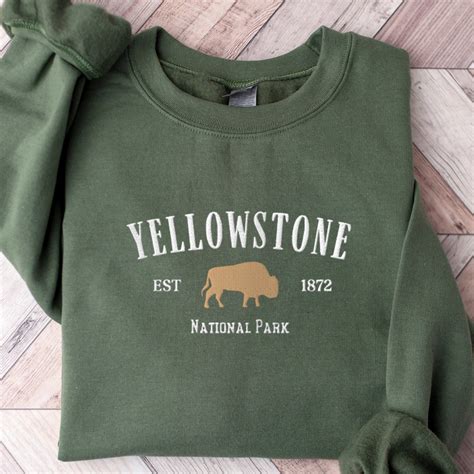 Yellowstone Sweatshirt National Park Sweater Embroidered Etsy