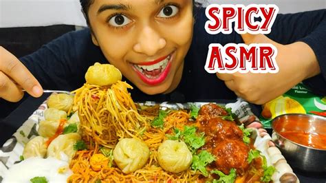 Asmr Spicy Street Food Eating Challenge Indian Street Food Mukbang Big Bites Youtube