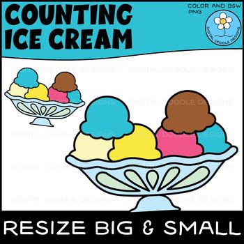 Counting Ice Cream Scoops Clipart With Ten Frames By Digital Doodle Designs