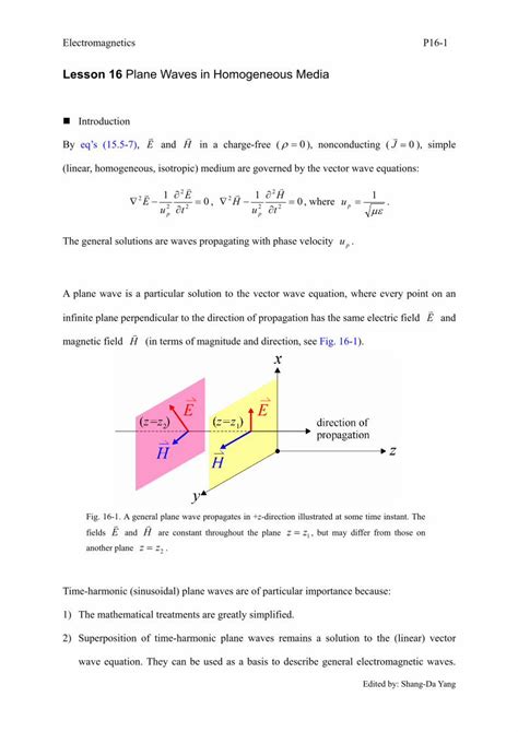 Pdf Lesson 16 Plane Waves In Homogeneous Mediasdyangcoursesem