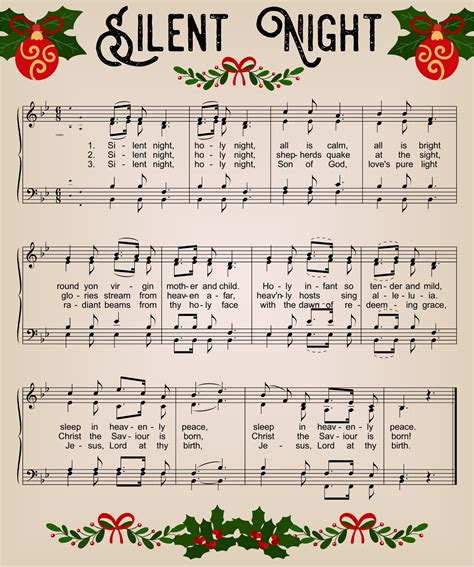 Vintage Christmas Sheet Music Silent Night 11 Free Pdf Printables