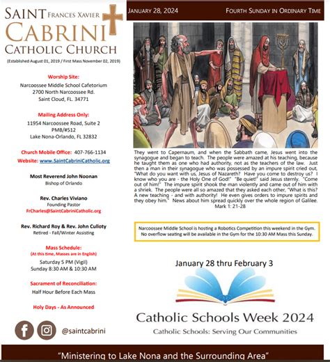 Bulletin Saint Frances Xavier Cabrini