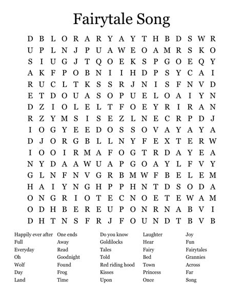 Fairytale Song Word Search Wordmint