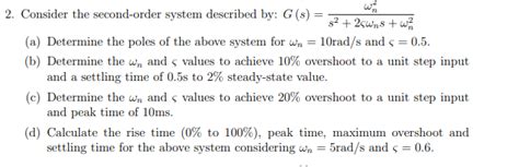 2 Consider The Second Order System Described By Chegg