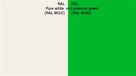 Ral Pure White Vs Luminous Green Side By Side Comparison