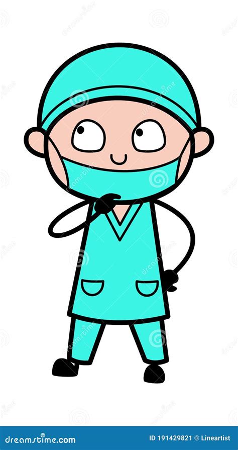 Cartoon Surgeon With Scalpel Vector Illustration