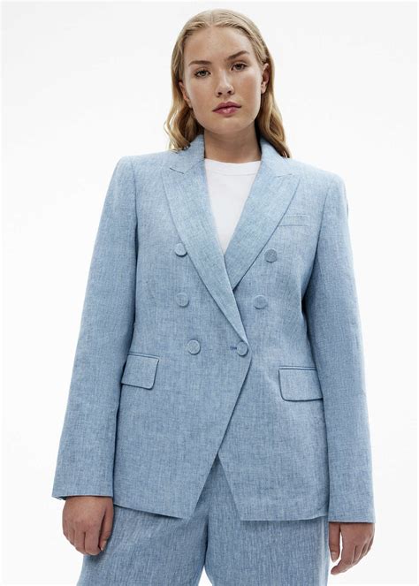 Yarn Dye Linen Double Breasted Blazer Za