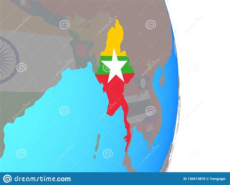 Myanmar Con La Bandera En El Globo Stock de ilustración Ilustración