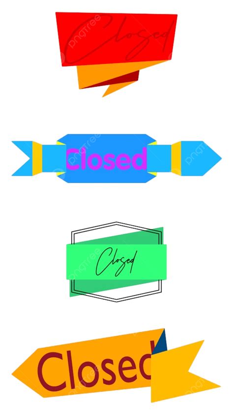 Set Of Ribbon With Closed Text Restaurant Facade Closed Png And