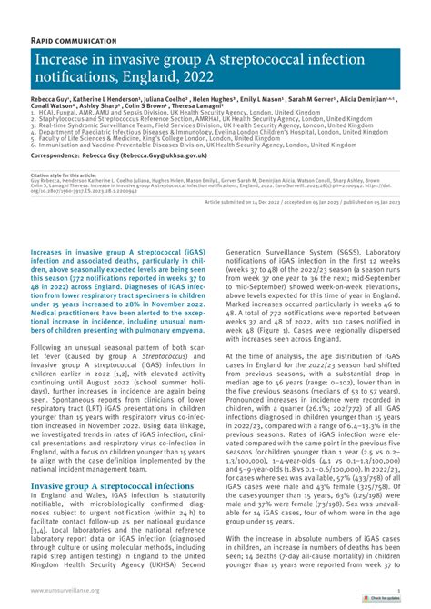 PDF Increase In Invasive Group A Streptococcal Infection