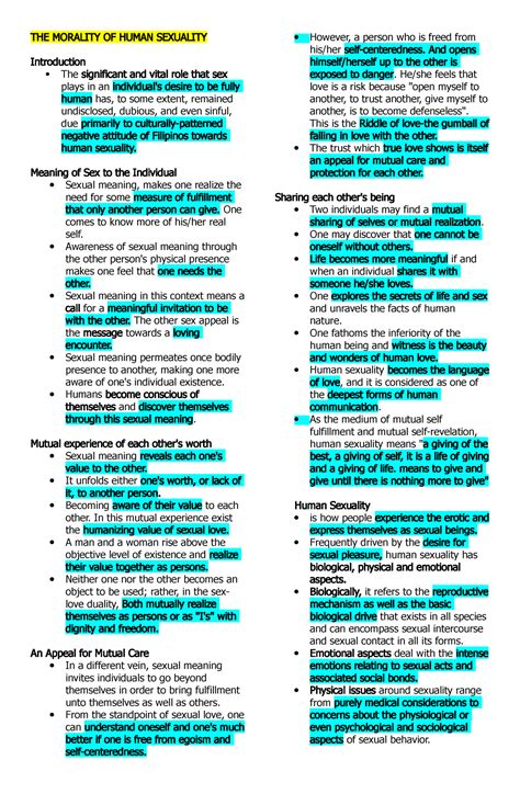 Bioethics Human Sexuality The Morality Of Human Sexuality Introduction The Significant And